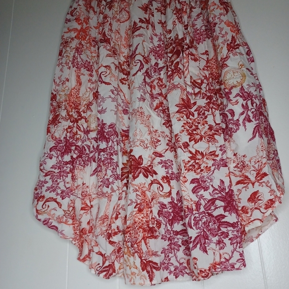Anthropologie Red and Pink Floral A-Line Skirt - Picture 8 of 14